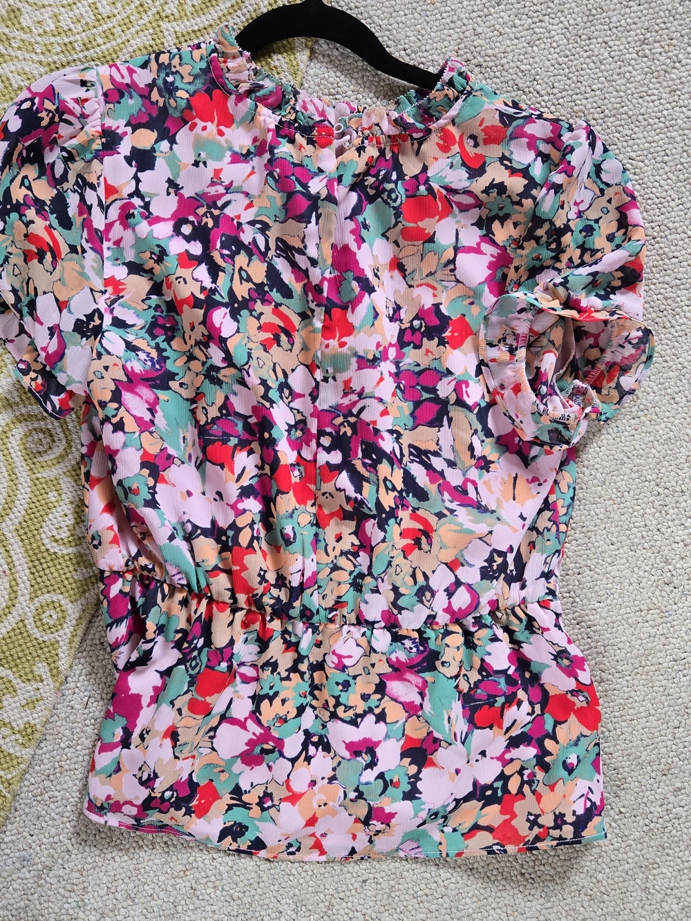 J. Crew Floral Puff-Sleeve Blouse in Pink, Green, Coral